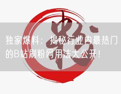 独家爆料：揭秘行业内最热门的B站刷粉网用法大公开！