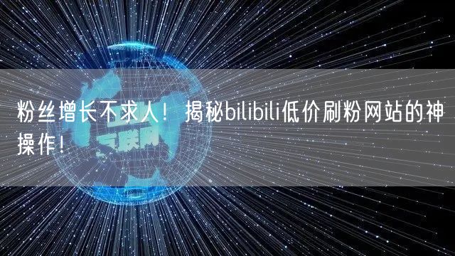 粉丝增长不求人！揭秘bilibili低价刷粉网站的神操作！