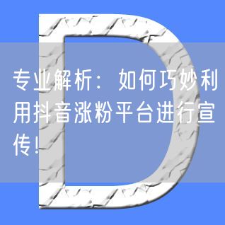 专业解析：如何巧妙利用抖音涨粉平台进行宣传！